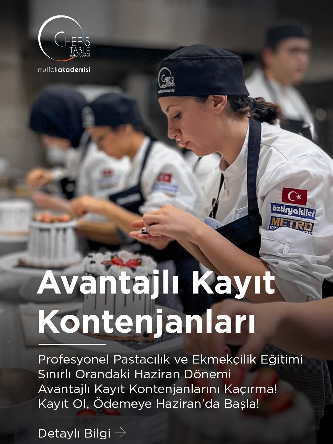 ⚠️ Avantajlı Kayıt Kontenjanları!

Tüm dünyada geçerliliği olan WACS (Dünya Şefler Birliği) diploması ile uluslararası işletmelerin kapısını aralayacaksın. Chef’s Table Mutfak Akademisi’nin profesyonel eğitimleri hayalindeki kariyerin anahtarı.

Profesyonel Pastacılık ve Ekmekçilik Eğitimi
Sınırlı Orandaki Haziran Dönemi Avantajlı Kayıt Kontenjanlarını Kaçırma!
Kayıt Ol, Ödemeye Haziran’da Başla!

☎️ 0212 258 8884
🔗 chefstable.com.tr
📍 Maslak / İstanbul

#chefstablemutfakakademisi #profesyoneleğitimler #wacs #amforht